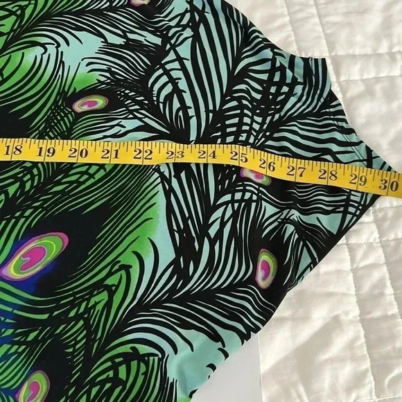 MT Collection  XL Off Shoulder Dress Peacock Print - Picture 3 of 6